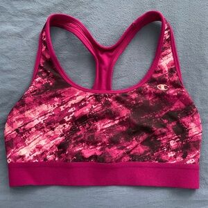 Champion Magenta Patterned Racerback Sports Bra